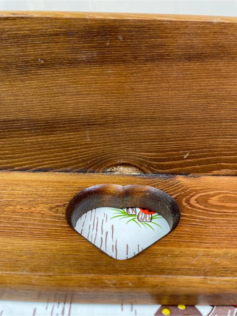 Vintage Wood Heart Shelf Wall Hanging Trinket Display